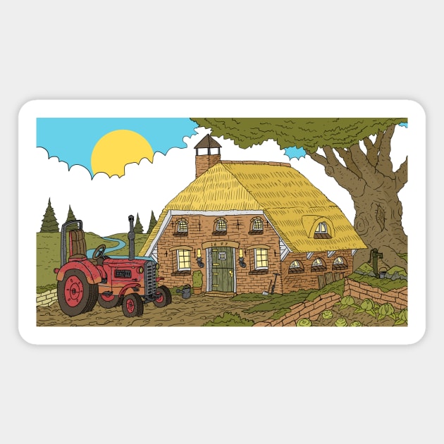 a rustic dutch farm house near the river. Magnet by JJadx